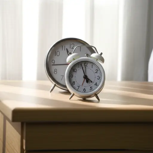 我的闹钟每天早上七点响。