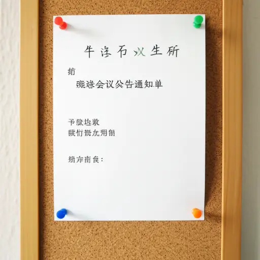 我把会议通知贴在了公告板上。