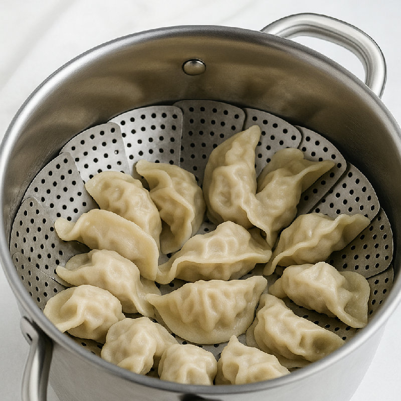 我用蒸锅来蒸饺子。