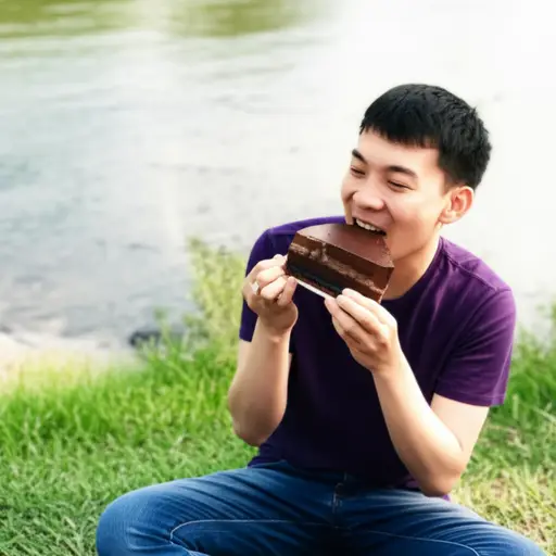 我想在河边吃一大块巧克力蛋糕。