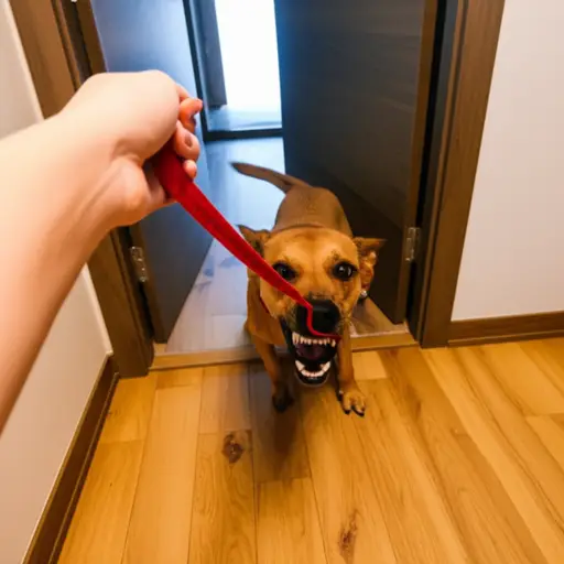 我抓住狗的项圈把它拖出了房间。