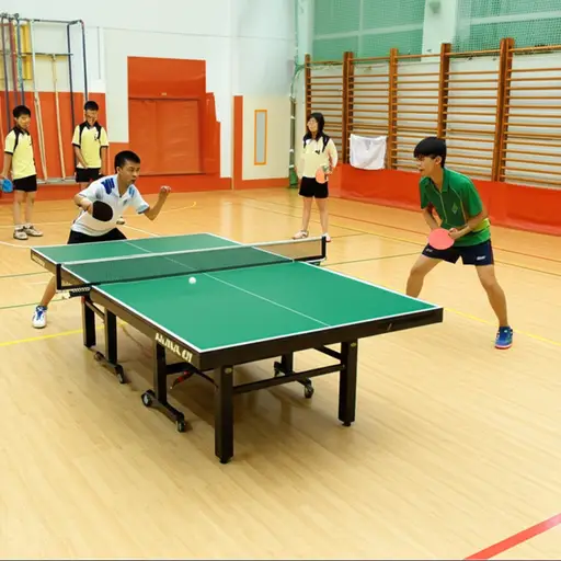 我们经常在学校打乒乓球。