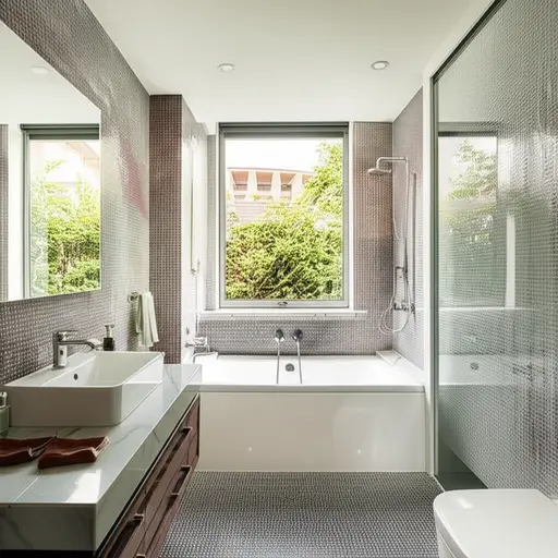 楼上的浴室更大。