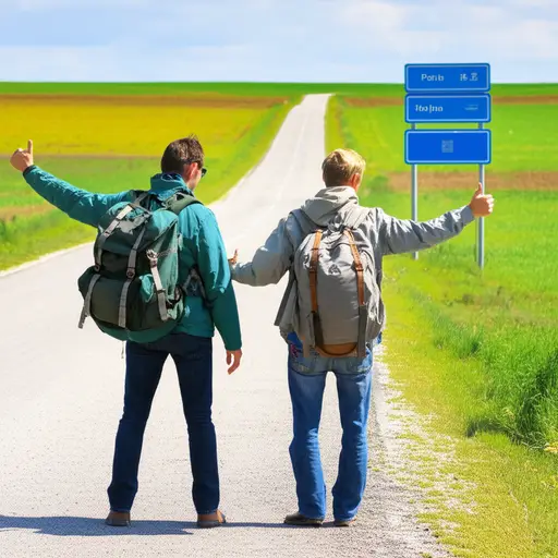 我们搭便车从巴黎到米兰。