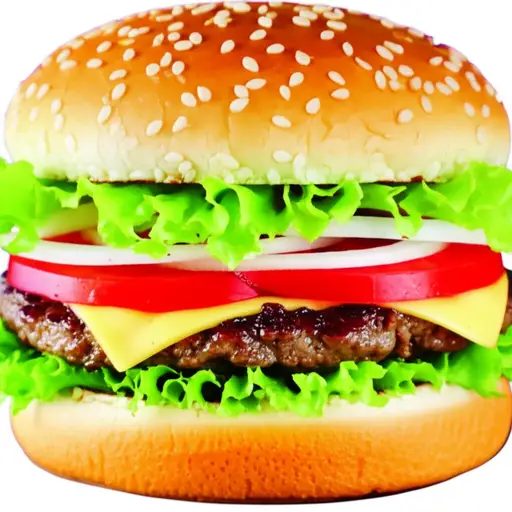 芝士汉堡通常配有生菜、番茄和洋葱。