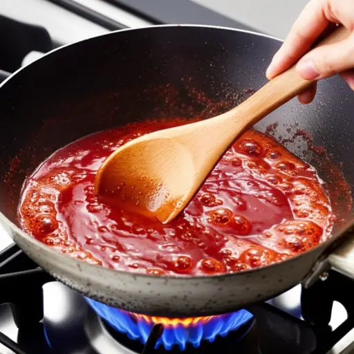 轻轻搅拌酱汁，直到开始沸腾。