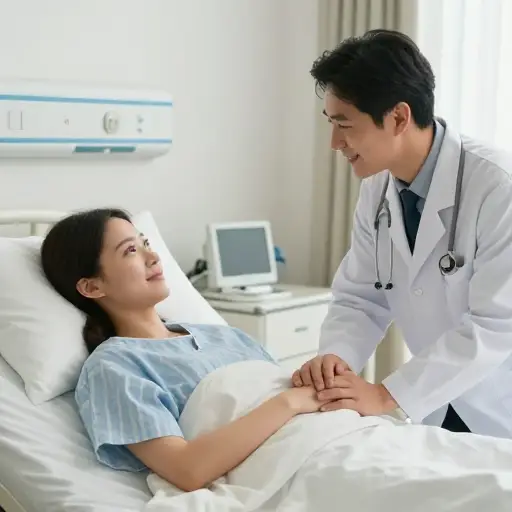 医生安慰病人说手术会成功。