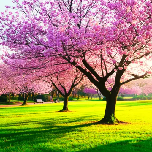 春天，这个公园以其美丽的樱桃树而闻名。