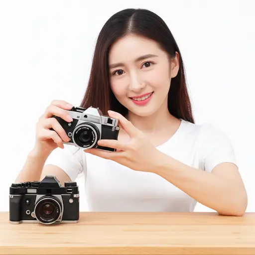 她用新相机替换了她的旧相机。