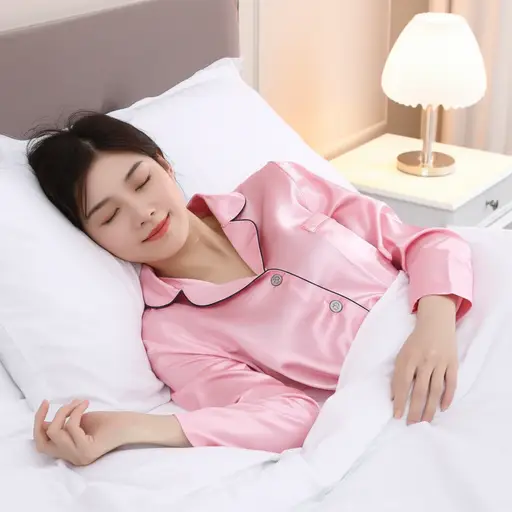 她穿着她最喜欢的睡衣上床睡觉。