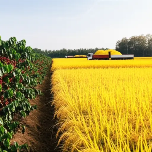 用于出口的主要作物是咖啡和大米。