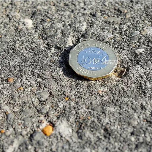 我在人行道上发现了一枚10便士硬币。