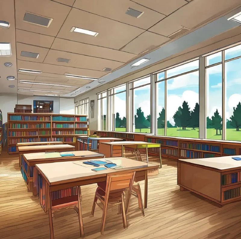 图书馆在一楼。