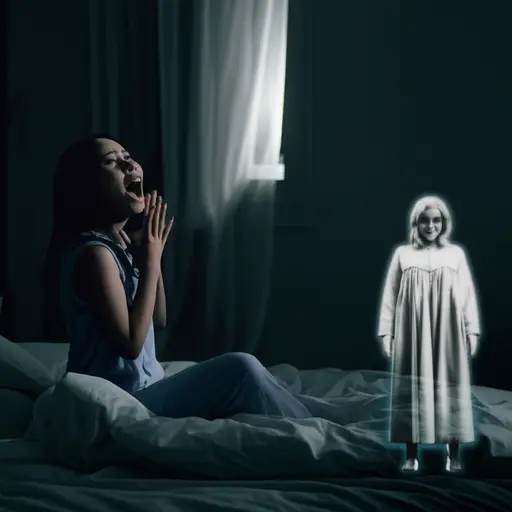 有一次，她在半夜醒来，看到了她丈夫妻子的鬼魂。