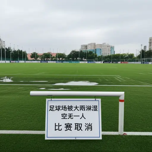 由于大雨，比赛被取消了。