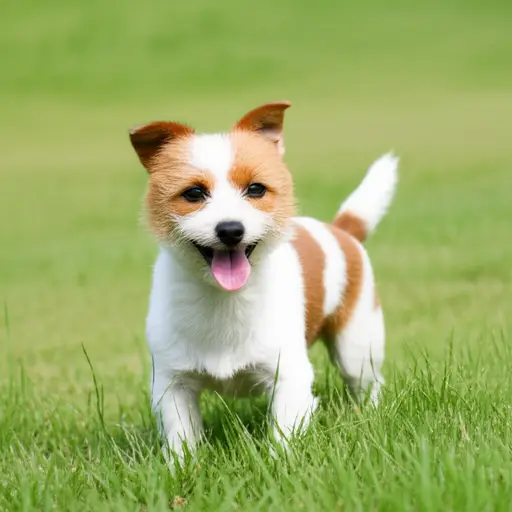 那只小狗高兴地摇着尾巴。