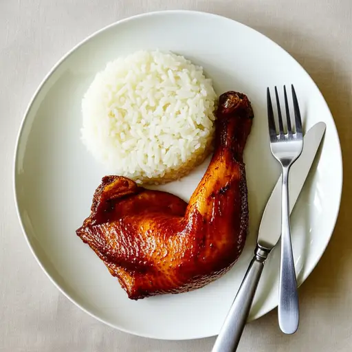 主菜是鸡肉和米饭。