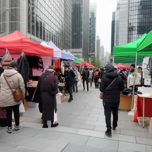 商人们经常在公共广场搭起摊位出售商品。