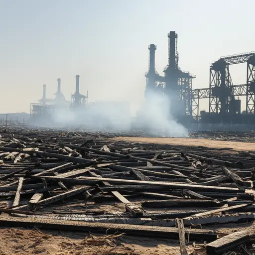 工厂被烧成了平地。