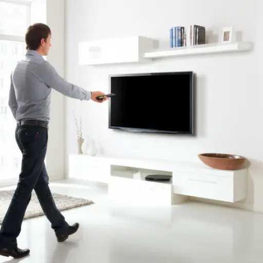 他走进来，打开了电视。