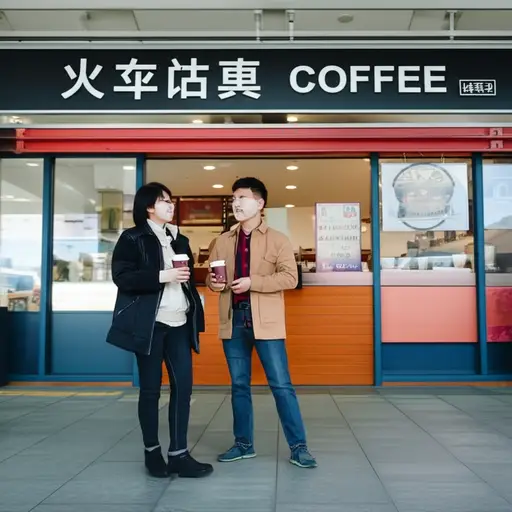 既然我们要等几分钟火车，我们喝杯咖啡吧。