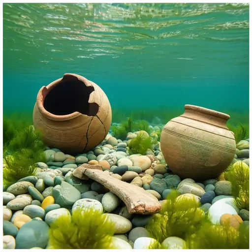 我们在河底发现了古老的手工艺品。