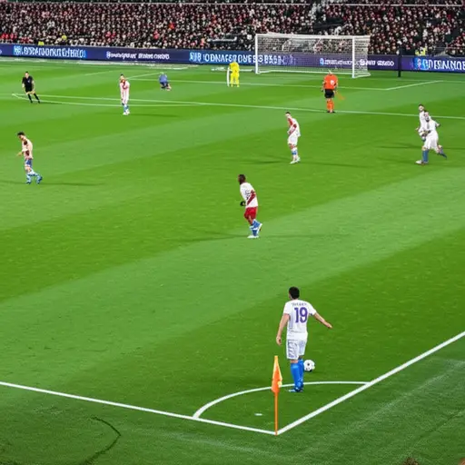 他在比赛中踢了一个角球。