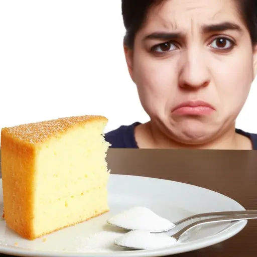 这个蛋糕太甜了，因为糖放多了。