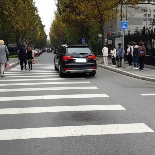 汽车在人行横道前停了下来。