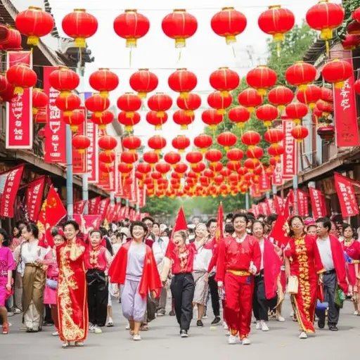 整个城镇都加入了国庆节的庆祝活动。