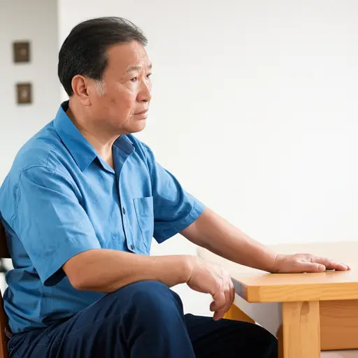 他六十多岁时开始失明。