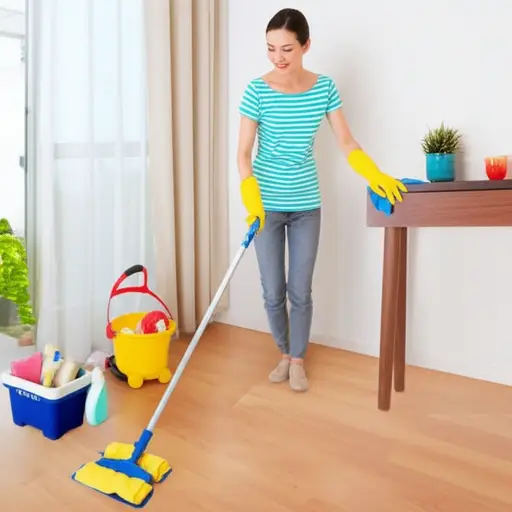 她每天花很多时间做家务。