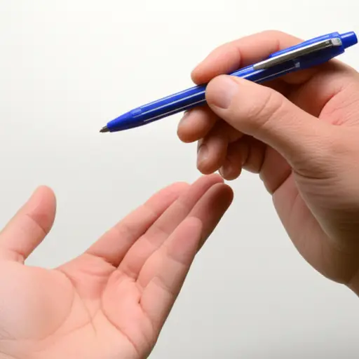 “我能要支笔吗？”“好的，给你。”