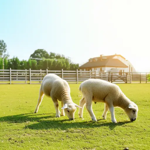 在农场，我们可以看到许多羔羊在田野里吃草。