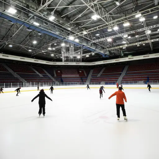 我们周末经常去滑冰场。