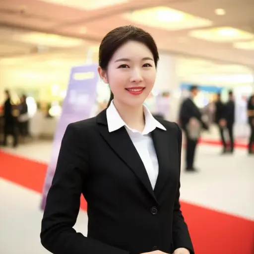 她穿着一套时髦的黑色西装参加了活动。