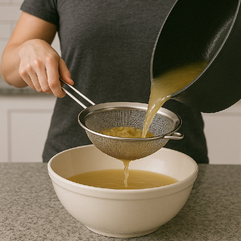 请用滤网把汤渣过滤掉。