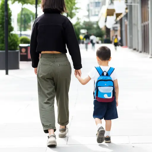 她带着一个小男孩。