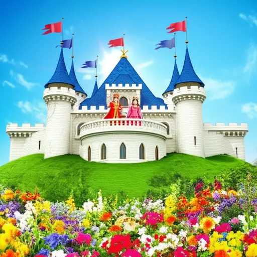 在童话故事里，国王和女王住在一座城堡里。