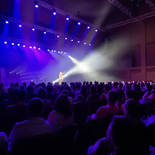 演出期间，观众兴奋地看着我。