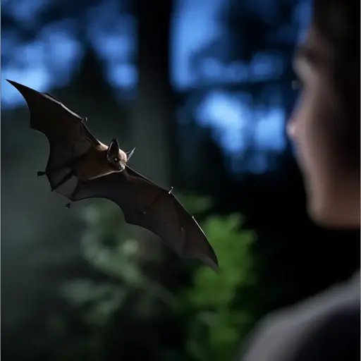 一只蝙蝠飞近我的左耳，远处我听到一些奇怪的声音。