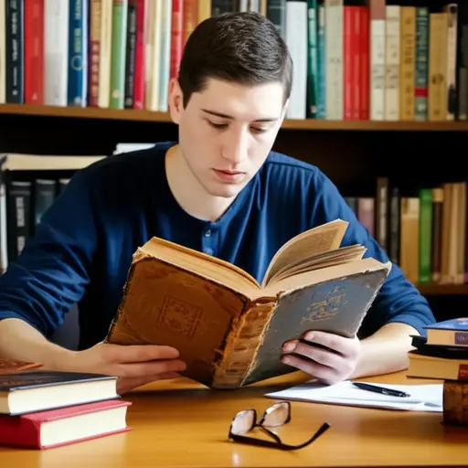 他读了很多关于历史的书。