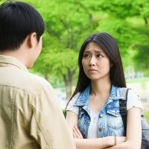 当她男朋友和他的前女友在一起时，她感到嫉妒。