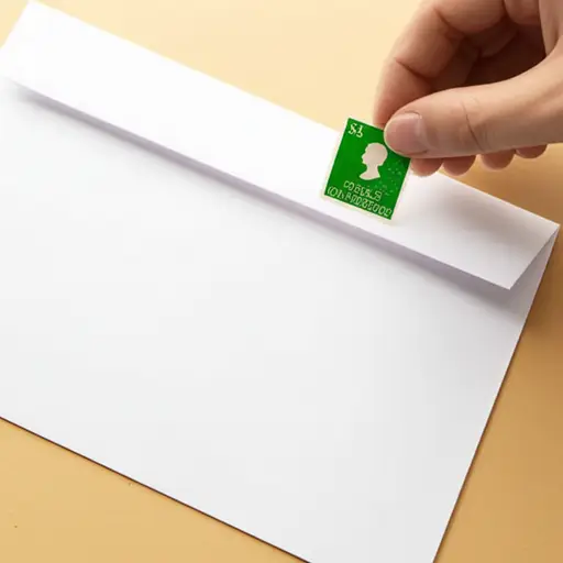 在信封上贴一张邮票。