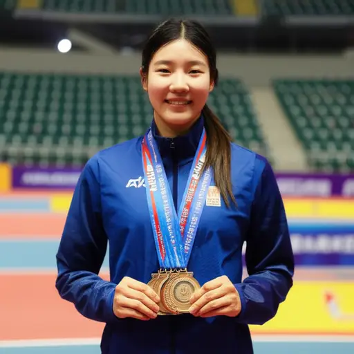 她是一位有才华的运动员，赢得了多枚奖牌。