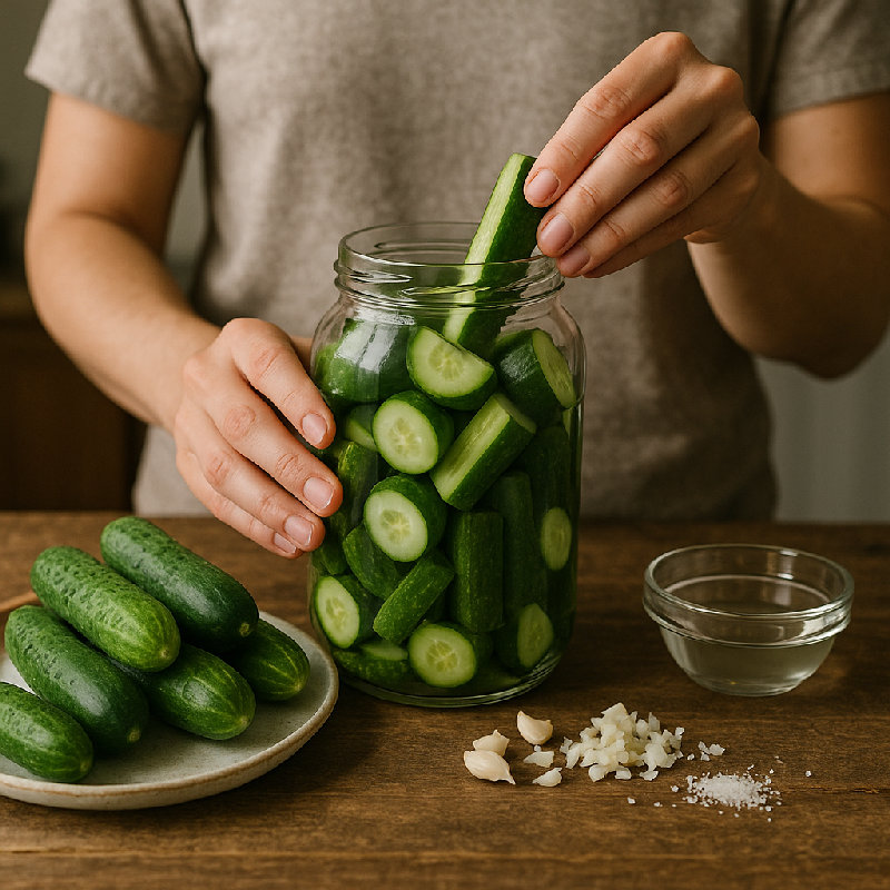我在腌黄瓜做小菜