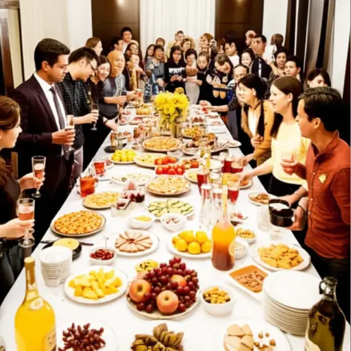 派对上有很多食物。