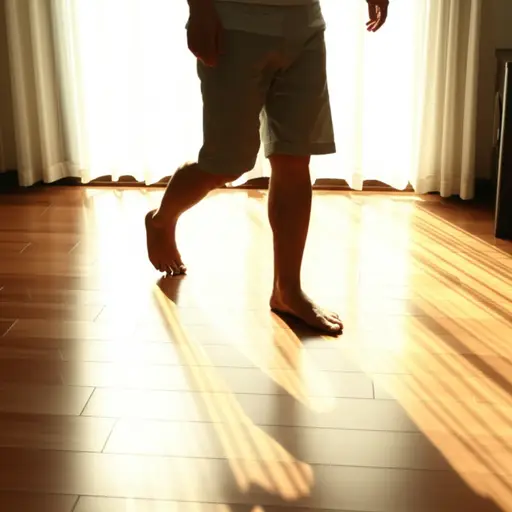 天太热了，不适合穿鞋；我正光着脚走来走去。