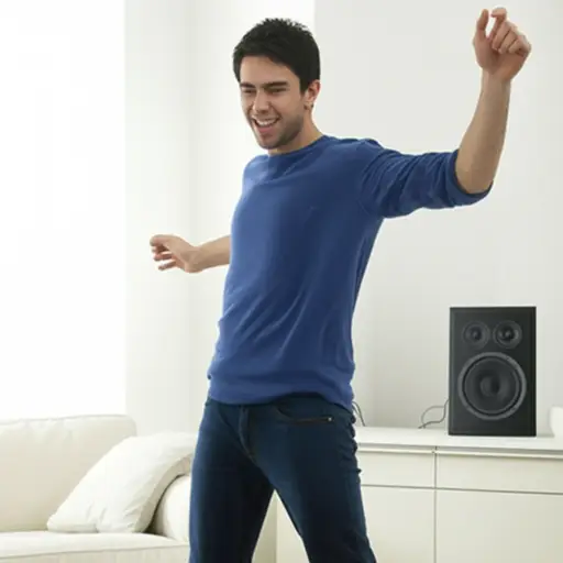 当我最喜欢的歌响起时，我像个傻瓜一样跳舞。