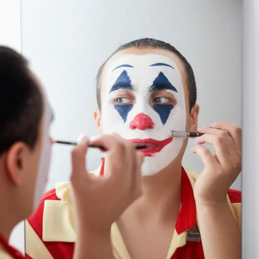 那个小丑把脸涂成了白色。